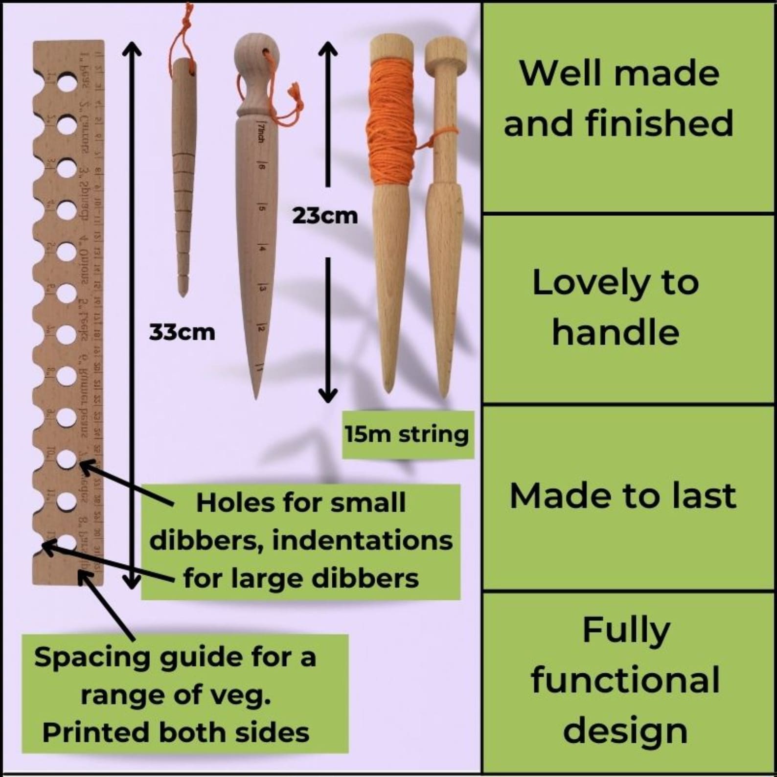 String Row Markers Garden Gift Planting Tool Set - Ruler Seed Seedling Spacer, Line Row ...