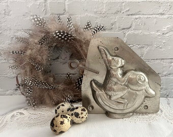 Antique chocolate mold &quot;Bunny rides on duck&quot; from Laurösch - rare