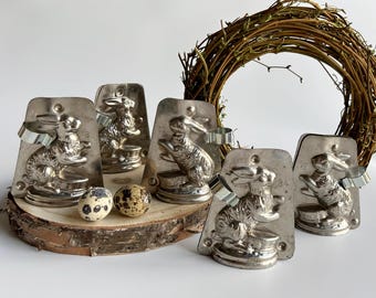 Antique chocolate mold &quot;Little Rabbit on Basket&quot; by Laurösch