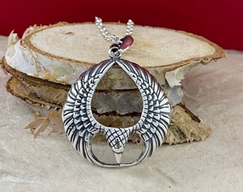 Ciondolo Fenice d'argento, Collana di uccello di fuoco, Collana di fenice alata, ciondolo uccello mitico, gioielli della mitologia greca antica, collana di animali