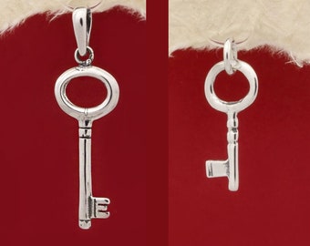 Ciondolo chiave in argento, collana chiave, ciondolo chiave in argento sterling, fascino chiave, gioielli chiave