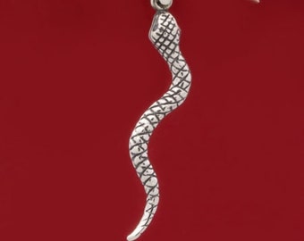Snake Silver Pendant, 925 Sterling Silver Snake Necklace, Serpent Pendant, Silver Cobra Pendant, Animal Jewelry
