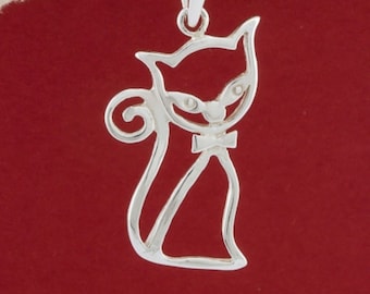 Katthänge i silver, katthalsband i 925 sterling silver, kattungehänge, kattungehalsband, djurhänge, present till kattälskare