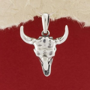 Buffalo Skull Silver Pendant, Bull Skull Necklace, Sterling 925 Silver Bison Skull Pendant, Buffalo Necklace, Bull Head Animal Jewelry