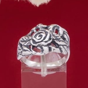 Flower Silver Ring, Flower Rose Ring, 925 Sterling Silver Flower Ring, Rose Ring, Floral Silver ring, Floral Jewelry, Flower Gothic Ring