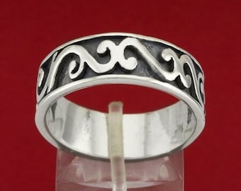 Geschwungener Silberring Band, Sterling 925 Silberring mit Kurvenmuster, Schwungbandring, geometrischer Ring, Bandring, Infinity-Ring