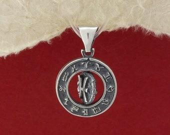 Colgante de plata giratorio de Piscis, collar de Piscis, colgante de Piscis de plata esterlina 925, collar de astrología, collar de horóscopo, joyería del zodíaco