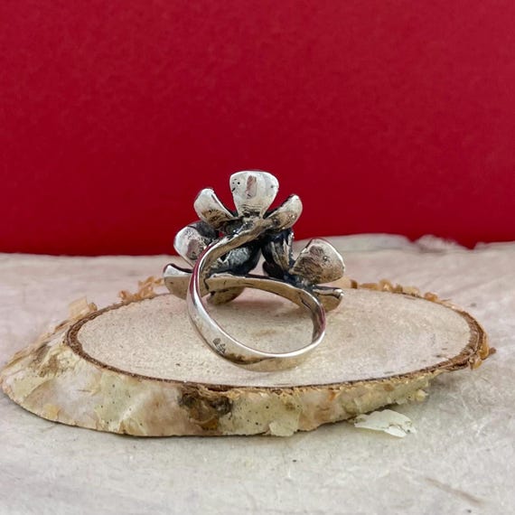 Three Flower Silver Ring, Flowers Ring, 925 Sterling Silver