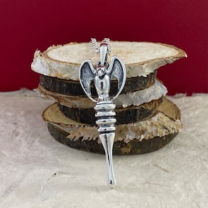 Silver Amulet Caduceus, Sterling Silver 925 Ancient Egyptian Symbol, Egyptian God Pendant, Egyptian Amulet, Egyptian Mythology Jewelry