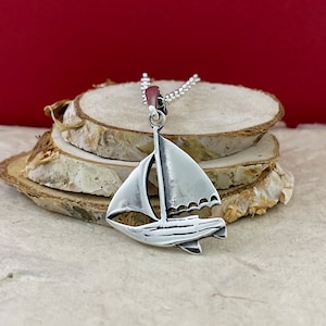 Pingente de prata veleiro, colar de barco, pingente de barco à vela de prata esterlina 925, colar de veleiro, colar de navio, joias marinhas de viajante