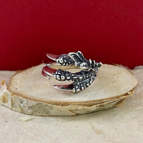 Dragon Claw Silver Ring, Sterling 925 Silver Ring Dragon Claws 