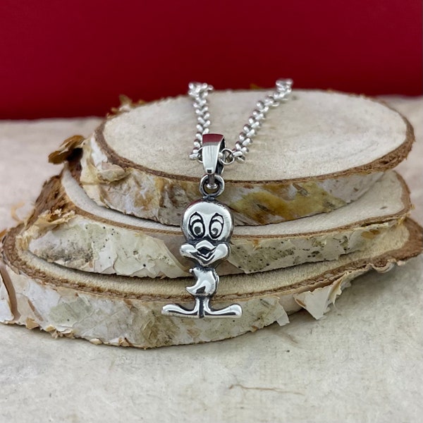 Tweety Silver Pendant, Streling 925 Silver Tweety Bird Necklace, Tweety Cartoon Character Charm, Tweety Pendant, Looney Tunes Jewelry