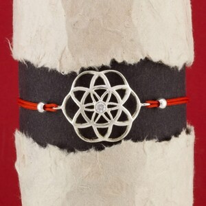 Silver 925 Flower of Life Red Rope Bracelet, Lucky Red String Bracelet, Rope Bracelet, Flower  Bracelet, Adjustable Bracelet, Red Bracelet