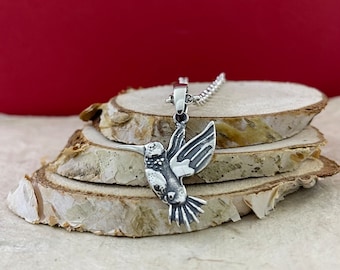 Zilveren kolibriehanger, sterling 925-zilveren kolibriehanger, kolibrieketting, kolibriebedel, op de natuur geïnspireerde sieraden