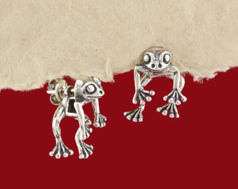 MUUYON Orecchini A Rana In Argento 925 Ipoallergenici - Gioielli A Forma Di Animale Con Design Reversibile, Regalo Per Donne E Ragazze