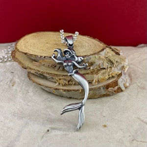 Little Mermaid Silver Pendant, Disney Ariel Necklace Sterling 925 Silver, Mermaid Pendant, Ocean Jewelry, Nautical Gift, Mermaid Jewelry
