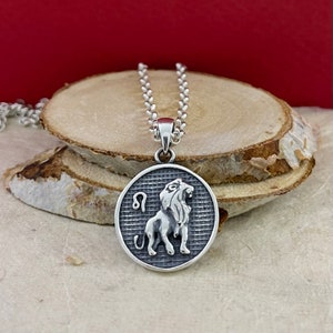 Löwe Silber Anhänger, Löwe Halskette, Sterling 925 Silber Charm Sternzeichen Löwe, Astrologie Halskette, Horoskop Halskette, Löwe Geschenk, Löwe Schmuck