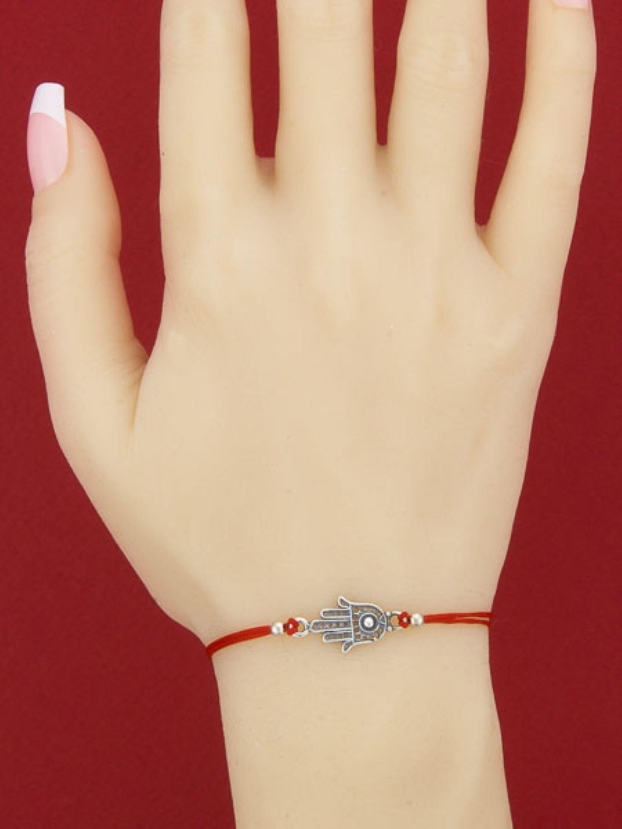 Bracciale Hamsa Mano Di Fatima Regolabile Portafortuna – Amuleto Cabala In Corda Rossa Intrecciata, Gioiello Unisex