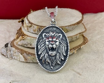 Pendentif Tête De Lion En Argent Massif 925 - Grand Modèle Robuste, Bijouxia, Neuf Avec Écrin