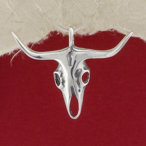 Neat Skull Silver Pendant, Bull Skull Necklace, Sterling 925 Silver Bison Skull Pendant, Buffalo Necklace, Bull Head Animal Jewelry