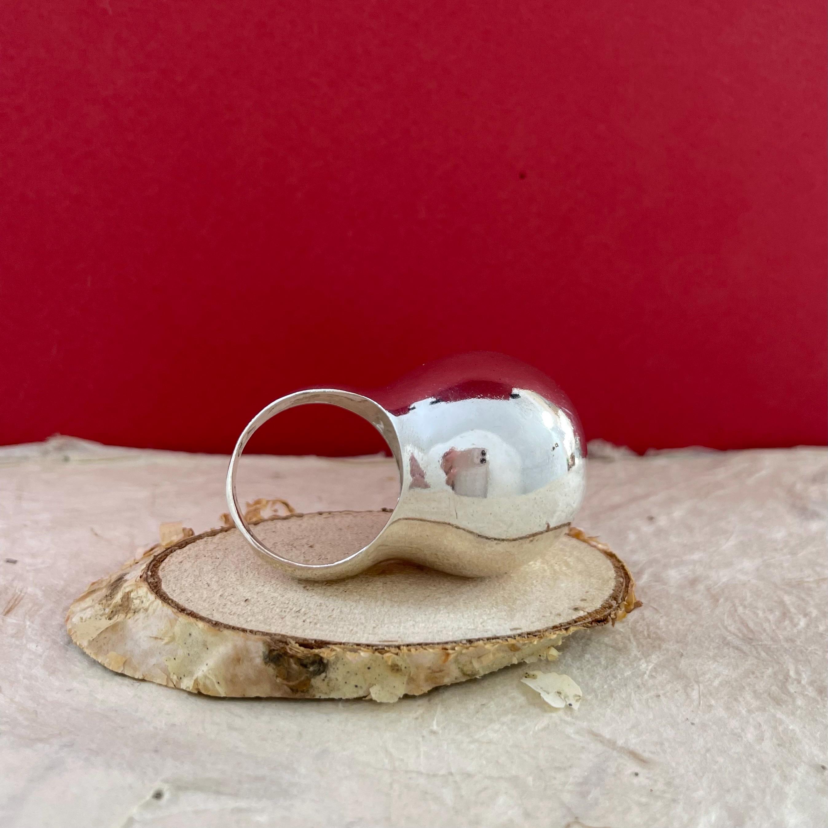 Big Ball Silver Ring, Ball Ring, 925 Sterling Silver Ball Ring