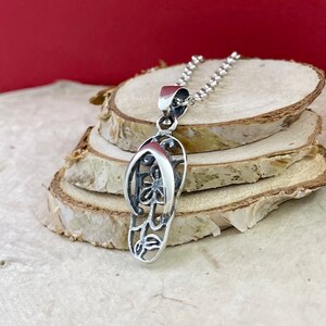 Flip Flop Silver Pendant, Flower Flip Flop Pendant, Sterling 925 Silver Footprint Pendant, Flower Sandal, Summer Shoe, Beach Jewelry