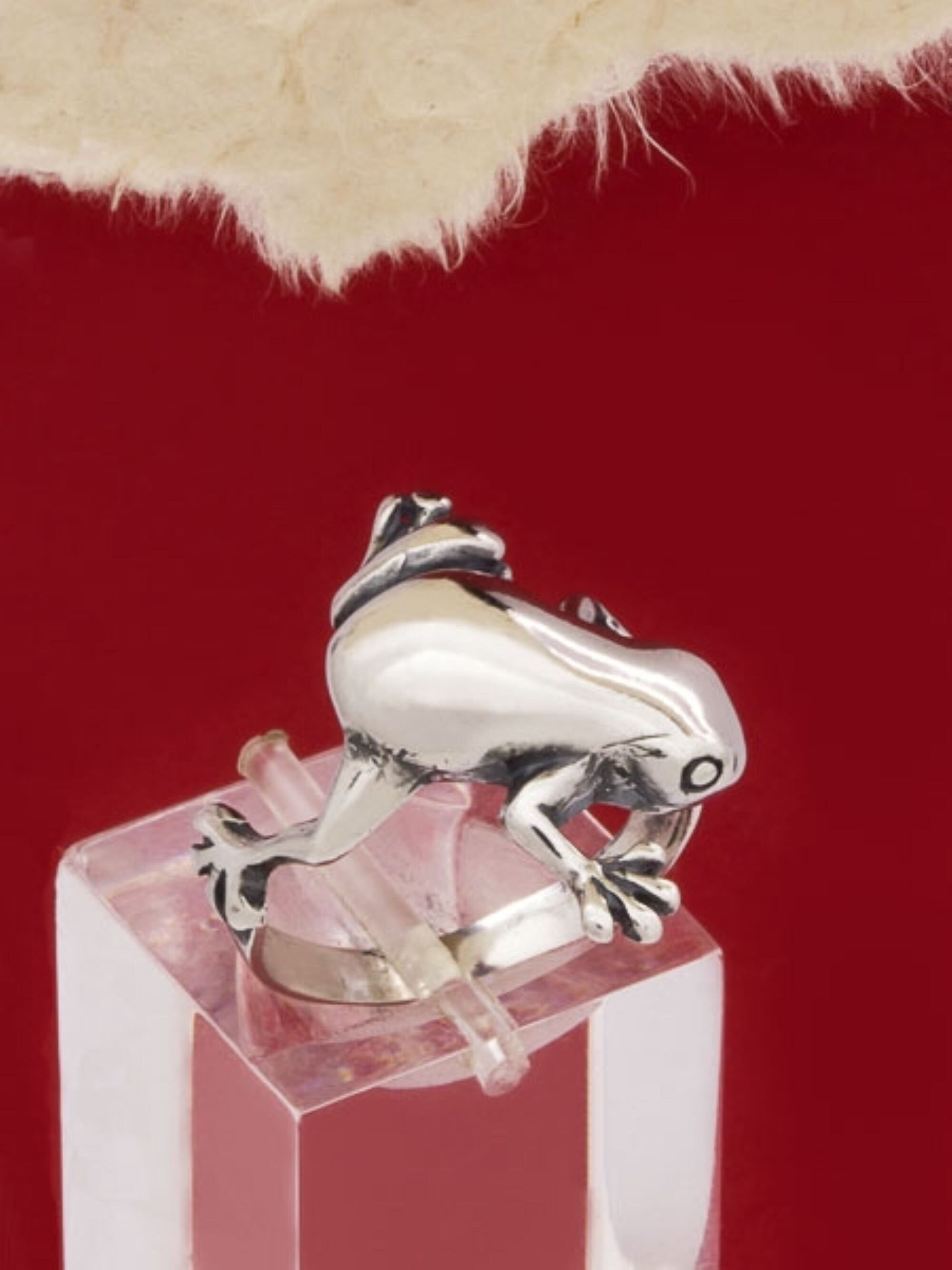 Frog Silver Ring, Coiling Frog Ring, Sterling Silver 925 Frog Ring