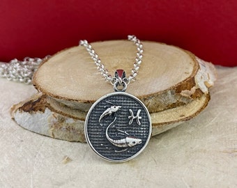 Piscis Colgante de Plata, Collar Piscis, Sterling 925 Charm Zodiac Sun Piscis, Collar Astrología, Horóscopo Collar, Regalo Piscis