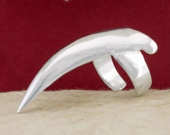 Shark Tooth Silver Ring, Sterling 925 Silver Tooth Ring, Shark Tooth Statement Ring, Animal Jewelry, Adjustable Ring