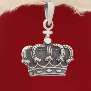 Colgante de plata de corona, collar de corona, colgante de corona de plata de ley 925, encanto de corona, joyería de estilo real