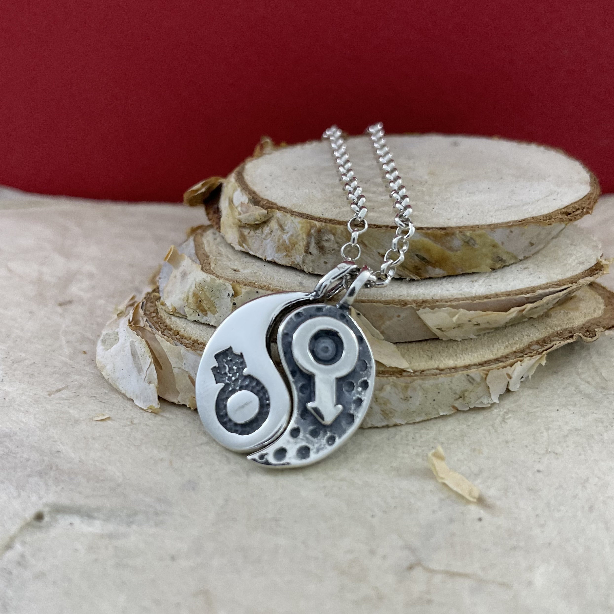 Yin Yang Flower of Life .925 Sterling Silver YinYang Pendant