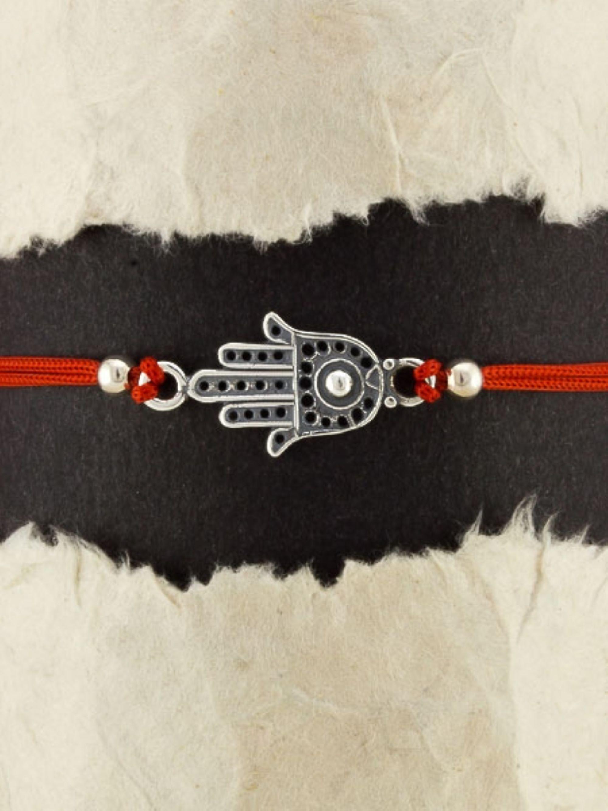 EUEAVAN Hamsa mano di Fatima braccialetto amuleto cavigliera regolabile ciondolo braccialetto gioielli regalo per le donne, Acciaio inossidabile, Argento, Nessuna pietra preziosa