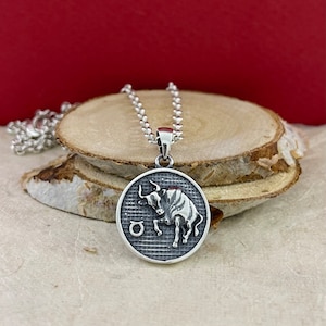 Taurus Silver Pendant, Taurus Necklace, Sterling 925 Silver Charm Zodiac Sign Taurus, Astrology Necklace, Horoscope Necklace, Taurus Gift