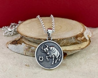 Taurus Silver Pendant, Taurus Necklace, Sterling 925 Silver Charm Zodiac Sign Taurus, Astrology Necklace, Horoscope Necklace, Taurus Gift