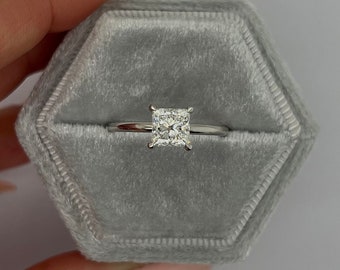 Princess Cut 1 Carat E Color VVS2 Clarity IGI Certified Lab Grown Diamond Solitaire Engagement Ring Solid 14k Gold