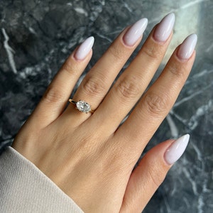 East to West Oval Cut 1 Carat D Color VVS1  Clarity IGI Certified Lab Grown Diamond Solitaire Engagement Ring  14k Gold Claw Prongs