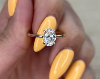 INTERNALL FLAWLESS Rare D Color Oval 1 Carat IGI Certified Lab Grown Diamond Solitaire Engagement Ring, Handmade of solid 14k Gold