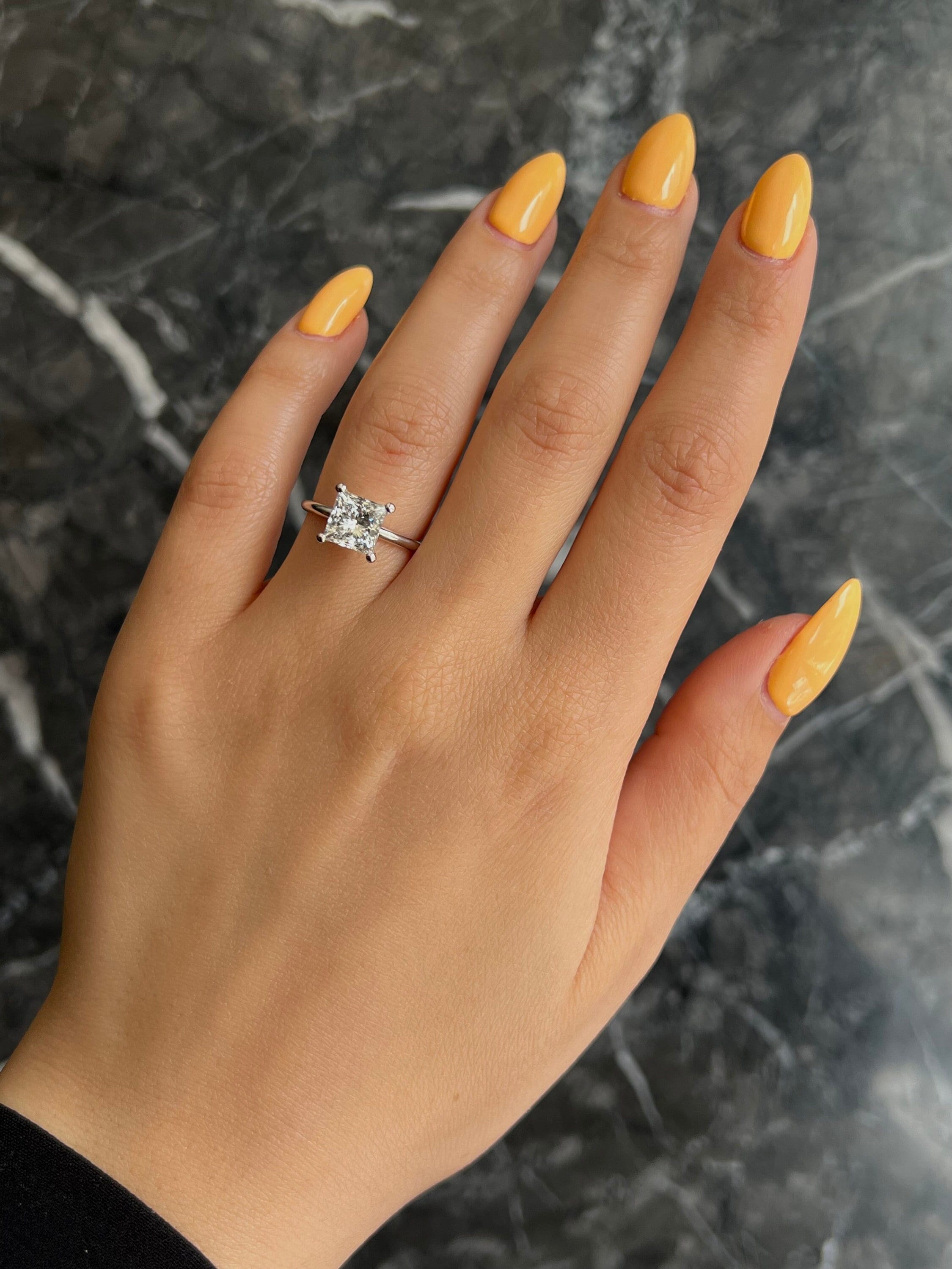 Princess Cut IGI Certified 1.5 Carat  E Color VVS2 Clarity Lab Grown Diamond Solitaire Engagement Ring Handmade of 14k Gold