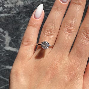 Round Ideal Cut 1.5 Carat IGI Certified Lab Grown Diamond D Color VVS2 Clarity 6 Prong Solitaire Comfort Band Style Engagement Ring 14k Gold