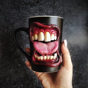 Toothy mug creepy horror cute scary monster