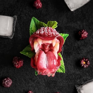 Brooch carnivorous berry toothy raspberries