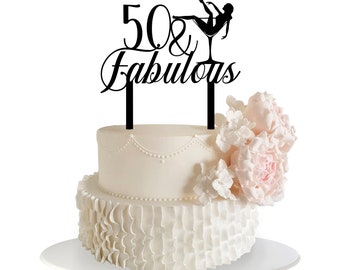 DelightArtNCraft 50 & Fabulous Cake Topper, 50 happy birthday cake topper, cake topper personnalisé, joyeux anniversaire décoration de gâteau