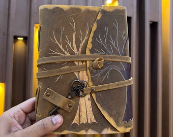 Limited edition Two tree journal, Handmade vintage style leather journal for men women, unique gift, Christmas gift for him her