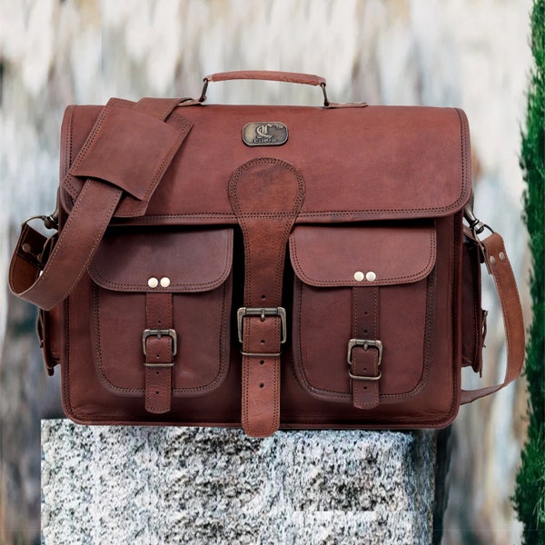 Leather Laptop Bag - Etsy