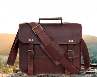 Satchel Personalised Genuine Leather Messenger Bag iPad Bag Shoulder Bag for Women gift for men office bag work rustic satchel bag