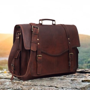 Leather Messenger Bag men women Laptop Bag Shoulder Bag for Women Office Bag Work Briefcase Large Satchel Rustic Bag Gift for Men