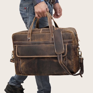 Personalized Handmade Vintage Leather Handbag Briefcase Messenger Bag Men Leather Shoulder Bag School Laptop Bag Best Travel Bag Satchel Bag