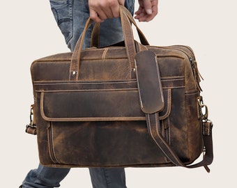 Personalized Handmade Vintage Leather Handbag Briefcase Messenger Bag Men Leather Shoulder Bag School Laptop Bag Best Travel Bag Satchel Bag