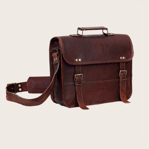 Cartable personnalisé sac messager en cuir véritable sac iPad sac à bandoulière pour femme cadeau pour homme sac de bureau travail cartable rustique image 7