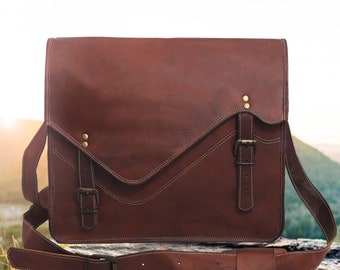 Leather Messenger Bag Crossbody Laptop Bag Shoulder Bag for Women Gift for Men Office Bag Work Briefcase Satchel Rustic Bag Christmas gift